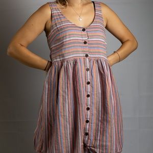 Madewell Scoopneck Tank Dress in Rainbow Stripe Size Small/Medium